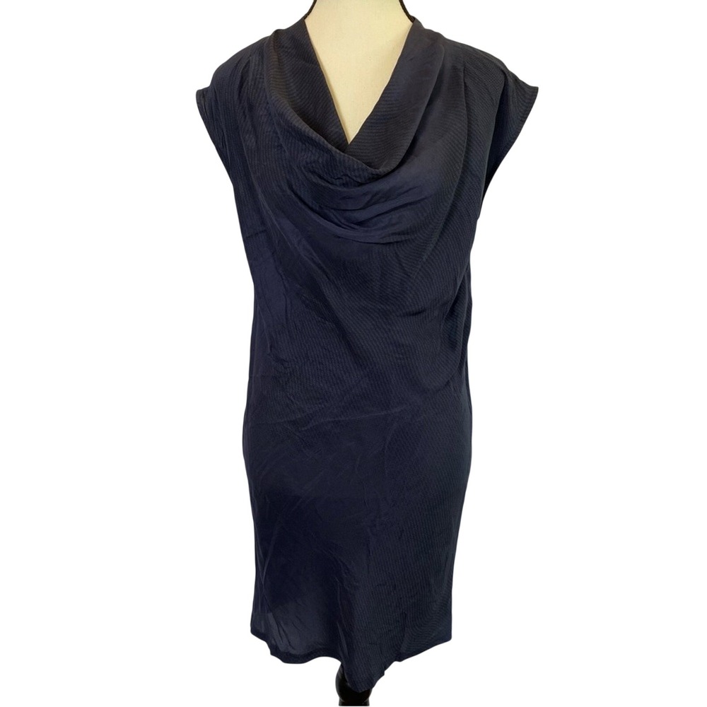 Ralph Lauren RLX Women's Navy Size XS Silk Cowl Neck Mini Dress Houndstooth